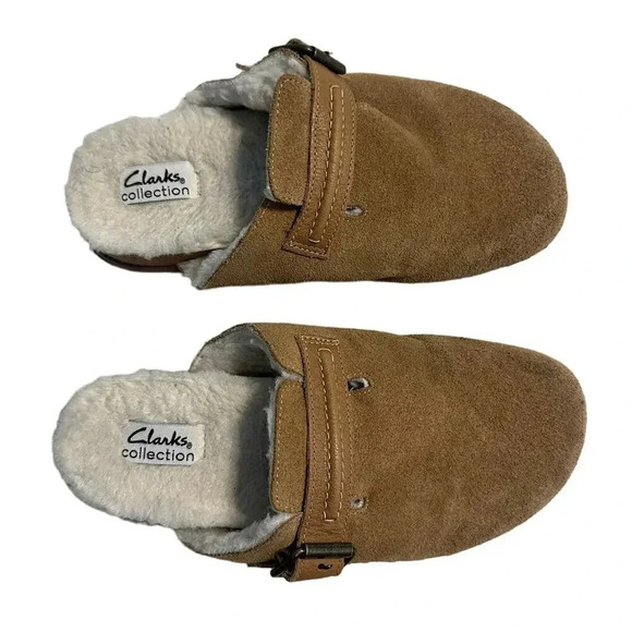 Clarks Collection Brynn Slip-On Slide Clog Size 7.5 Women's Suede Fur - Picture 4 of 8